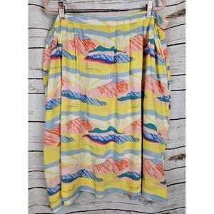 Emily and Fin Mountain Scene Sunrise Skirt 2X Pleated Viscose